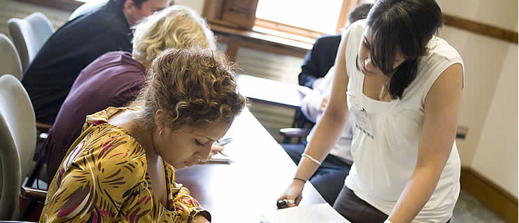 Students receiving tutoring services at the CIA's Learning Strategies Center on the Greystone Campus in California.