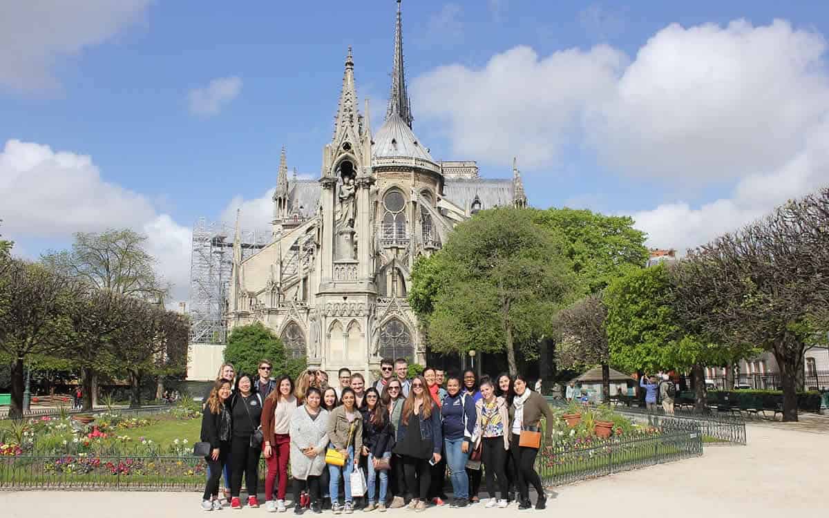 Image of CIA students in front of one of many of the cathedrals in France.