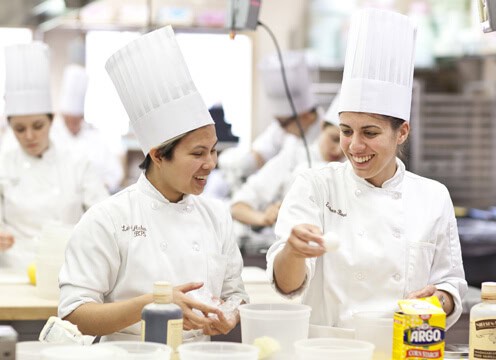 Students working in Chef Dieter Schorner's class