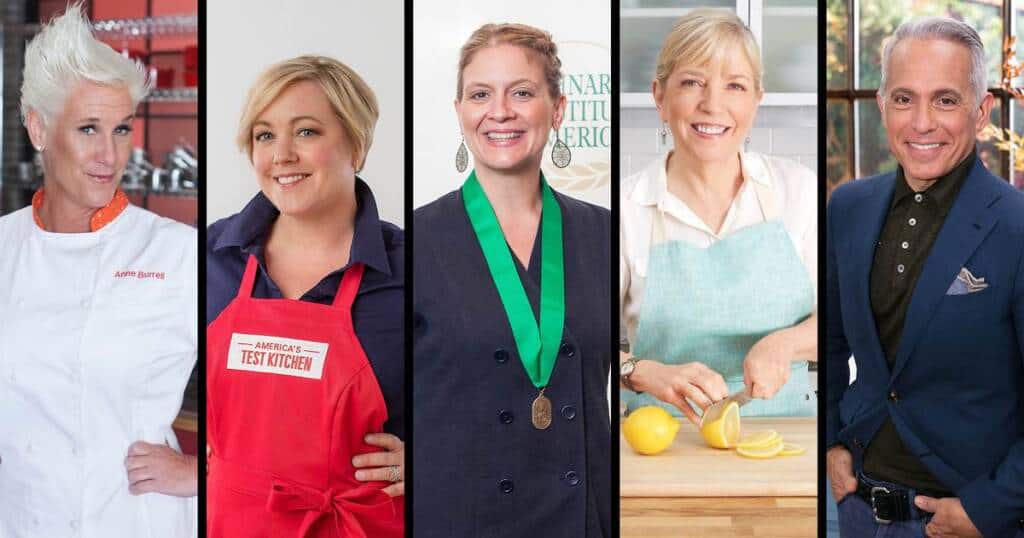 Famous Culinary Institute of America alumni, Anne Burrell, Julia Collin Davison, Amanda Freitag, Sara Moulton, Geoffrey Zakarian.