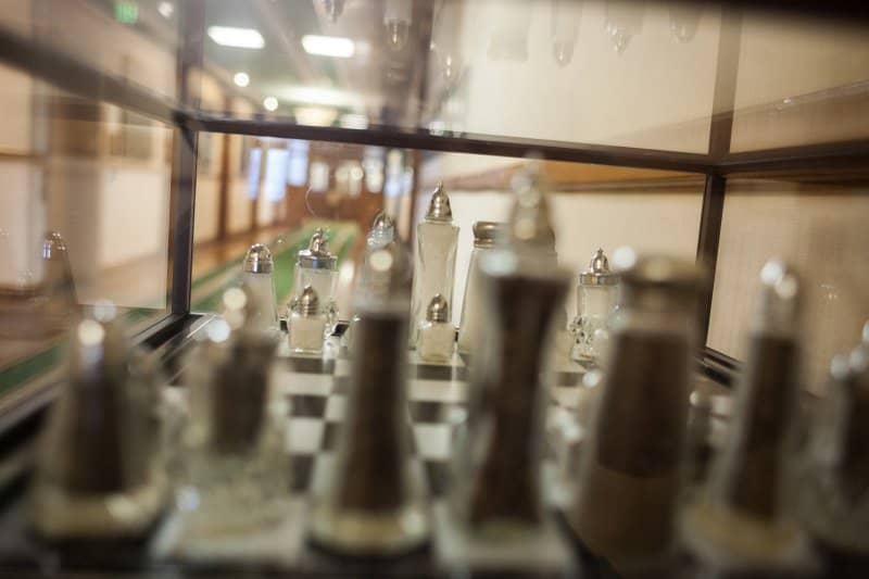 Scary places on the Hyde Park Campus. Salt and pepper chess set on Roth Hall's 3rd floor.