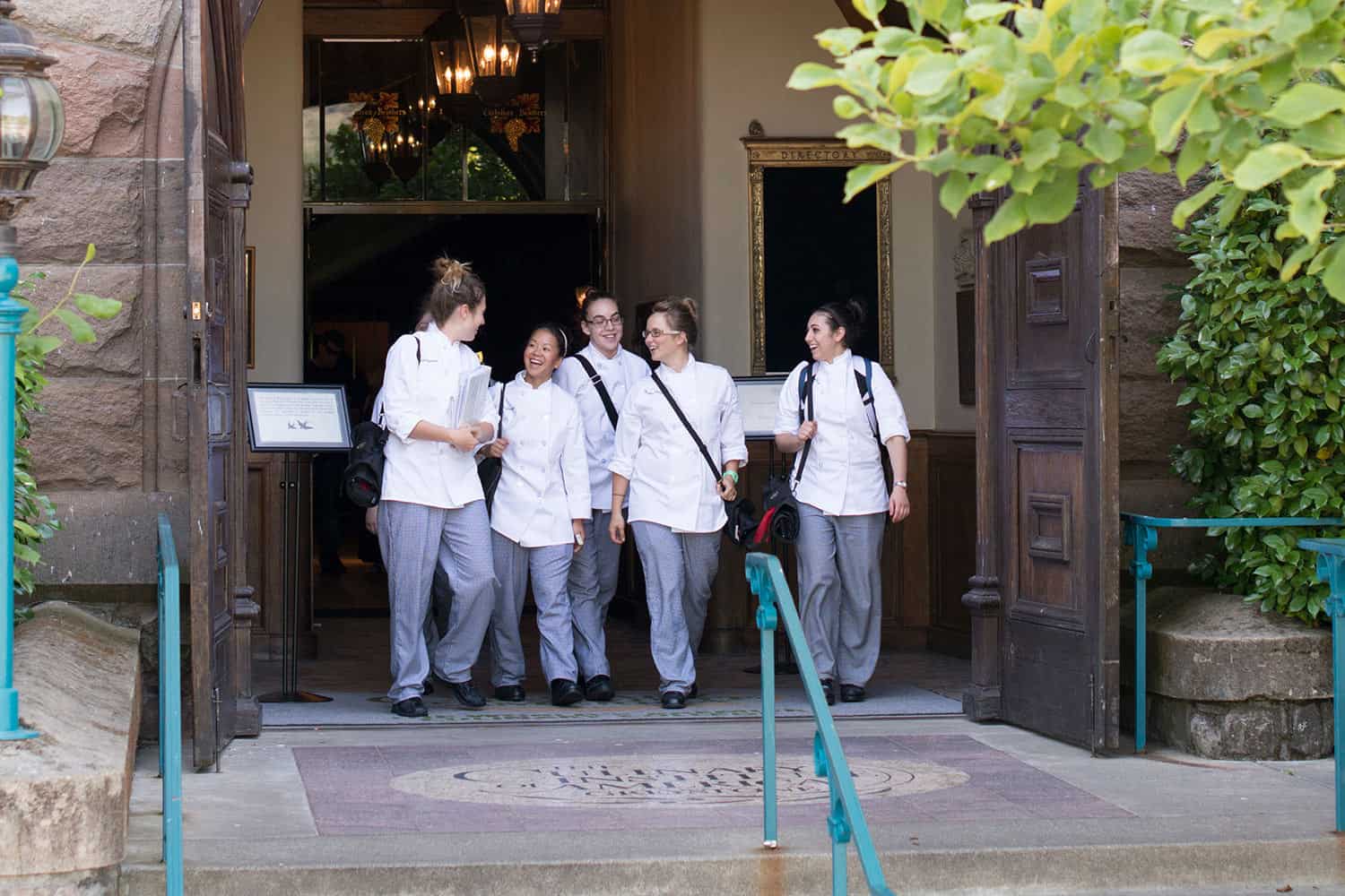 CIA Greystone Campus. Students walking on campus.